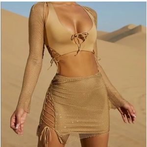 Oh Polly Gold Sequin Two Piece Set